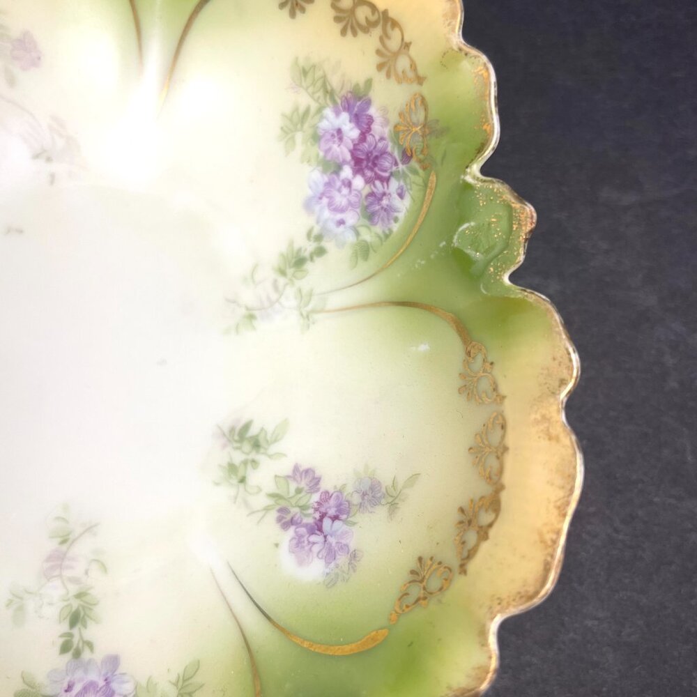 Vintage Set 4 PS Germany Porcelain Berry Bowls Gold Trim 5" earty 1900s - Picture 4 of 6